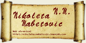 Nikoleta Mabetović vizit kartica